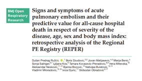 急性肺栓塞的體征和癥狀與疾病嚴(yán)重程度、年齡、性別和體重指數(shù)方面的相關(guān)性及預(yù)測價值
